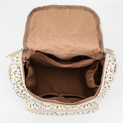 Quilted Stroller Bag, Floral Diaper Bag with Insulated Pocket