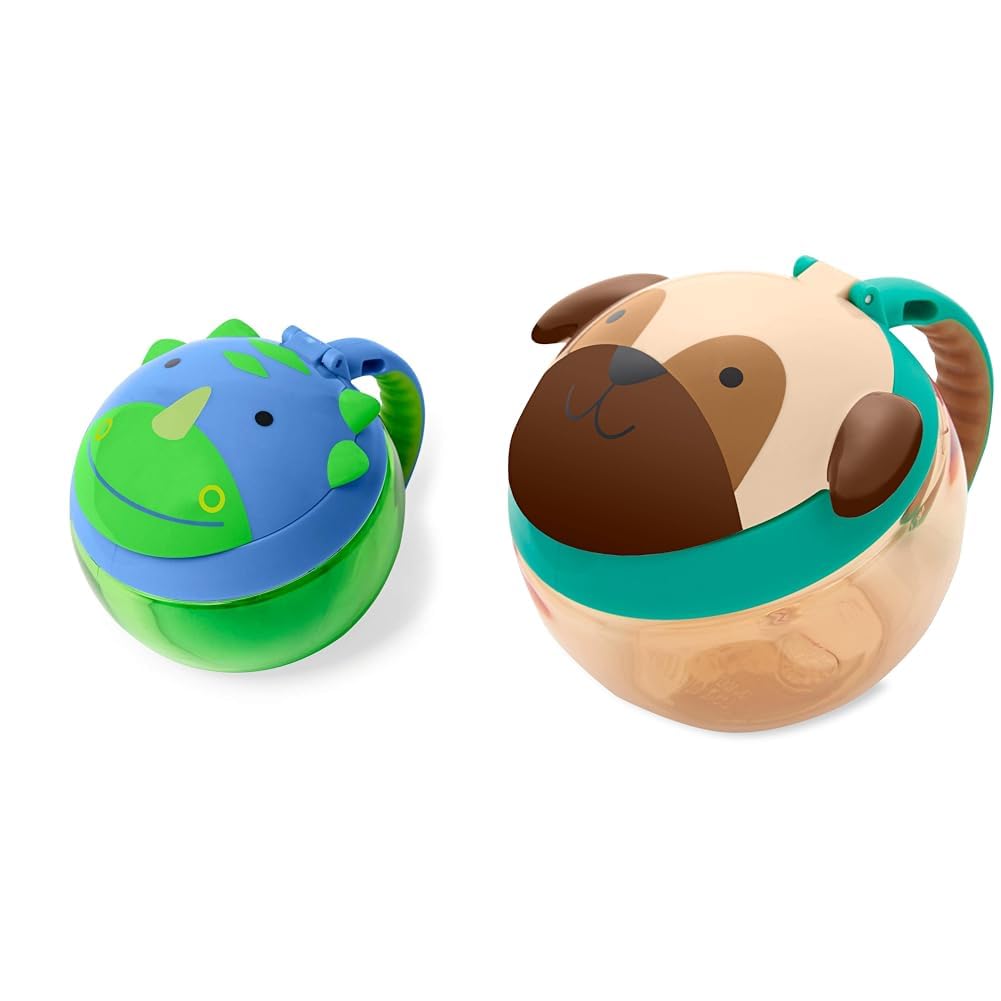 Baby Snack Container Zoo Dino and Pug Cups, Set of 2