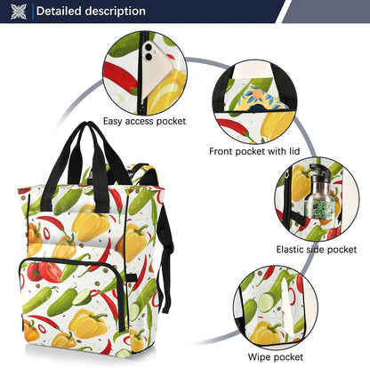 Diaper Bag Backpack, Multifunction Travel Bag for Moms Dads, Baby Changing Bag with Insulted Pockets, Stroller Straps and Side Bottle Pockets Garden Harvest
