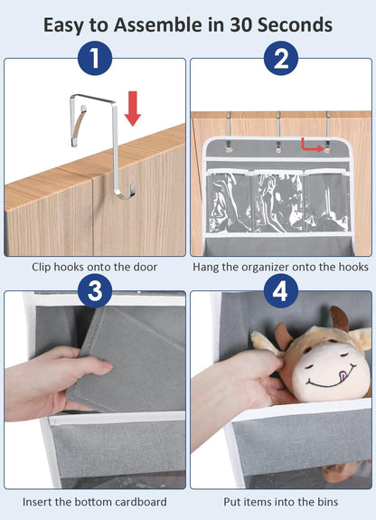 Over the Door Organizer for Bedroom, Pantry, Bathroom, 5 Large Pockets