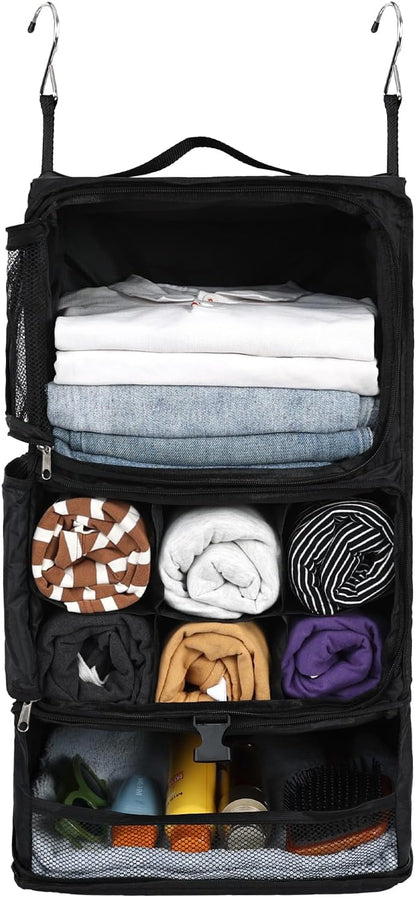 Hanging Shelves Travel Storage Bag Compression Packing Cube for Suitcase Collapsible with Extension Layer Large Capacity, Pink,XL