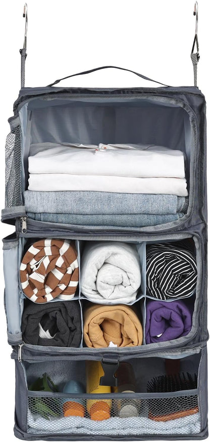 Hanging Shelves Travel Storage Bag Compression Packing Cube for Suitcase Collapsible with Extension Layer Large Capacity, Pink,XL