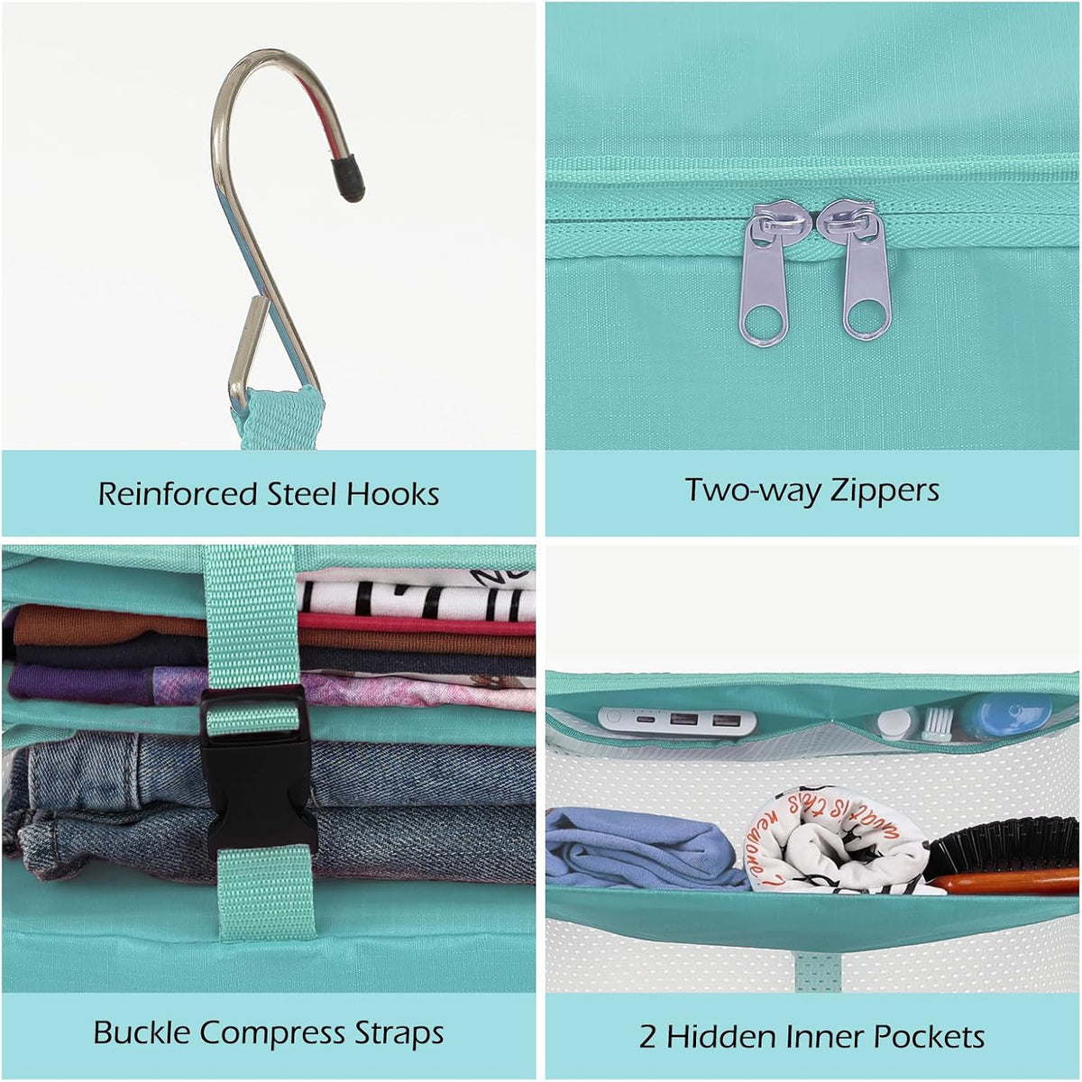 Hanging Shelves Travel Storage Bag Compression Packing Cube for Suitcase Collapsible with Extension Layer Large Capacity, Pink,XL