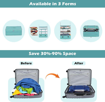 Hanging Shelves Travel Storage Bag Compression Packing Cube for Suitcase Collapsible with Extension Layer Large Capacity, Pink,XL