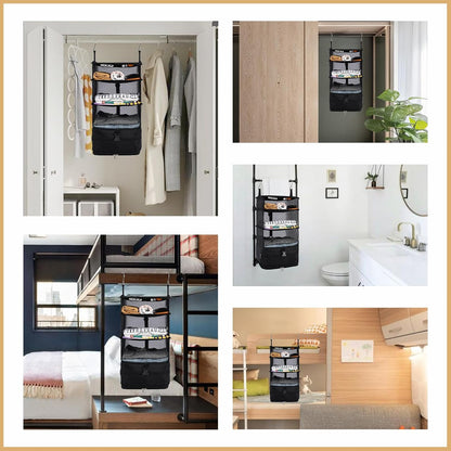 Hanging Shelves Travel Storage Bag Compression Packing Cube for Suitcase Collapsible with Extension Layer Large Capacity, Pink,XL