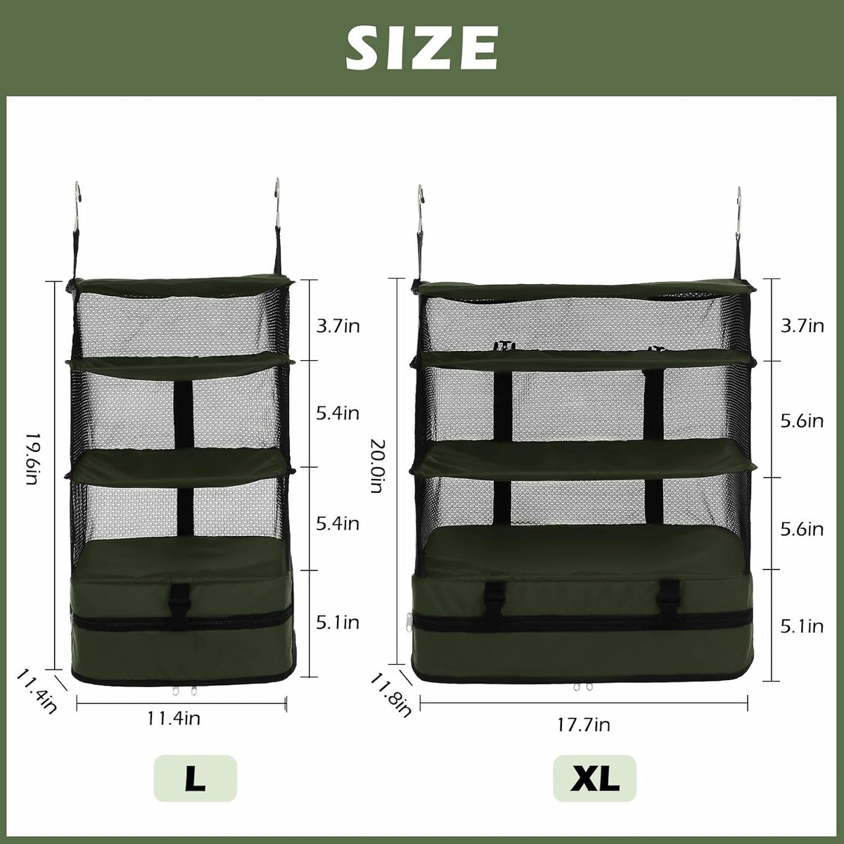 Hanging Shelves Travel Storage Bag Compression Packing Cube for Suitcase Collapsible with Extension Layer Large Capacity, Pink,XL