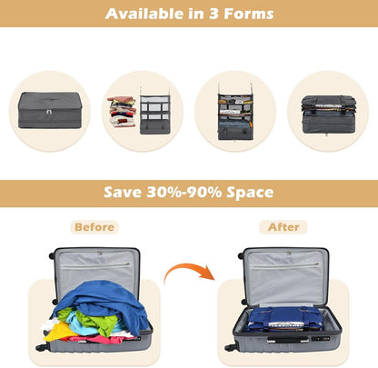 Hanging Shelves Travel Storage Bag Compression Packing Cube for Suitcase Collapsible with Extension Layer Large Capacity, Pink,XL