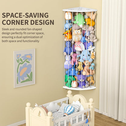 Jtksfcl Stuffed Animal Storage, Corner Stuffed Toy Shelf for Kids Room