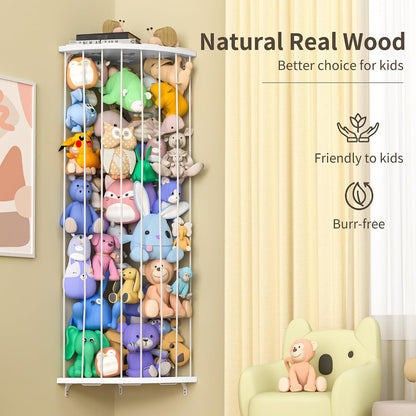 Jtksfcl Stuffed Animal Storage, Corner Stuffed Toy Shelf for Kids Room