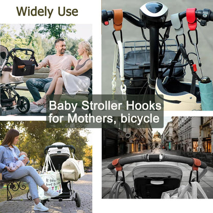 4 Pack Stroller Hooks, Adjustable Stroller Clips for Bags Hanging