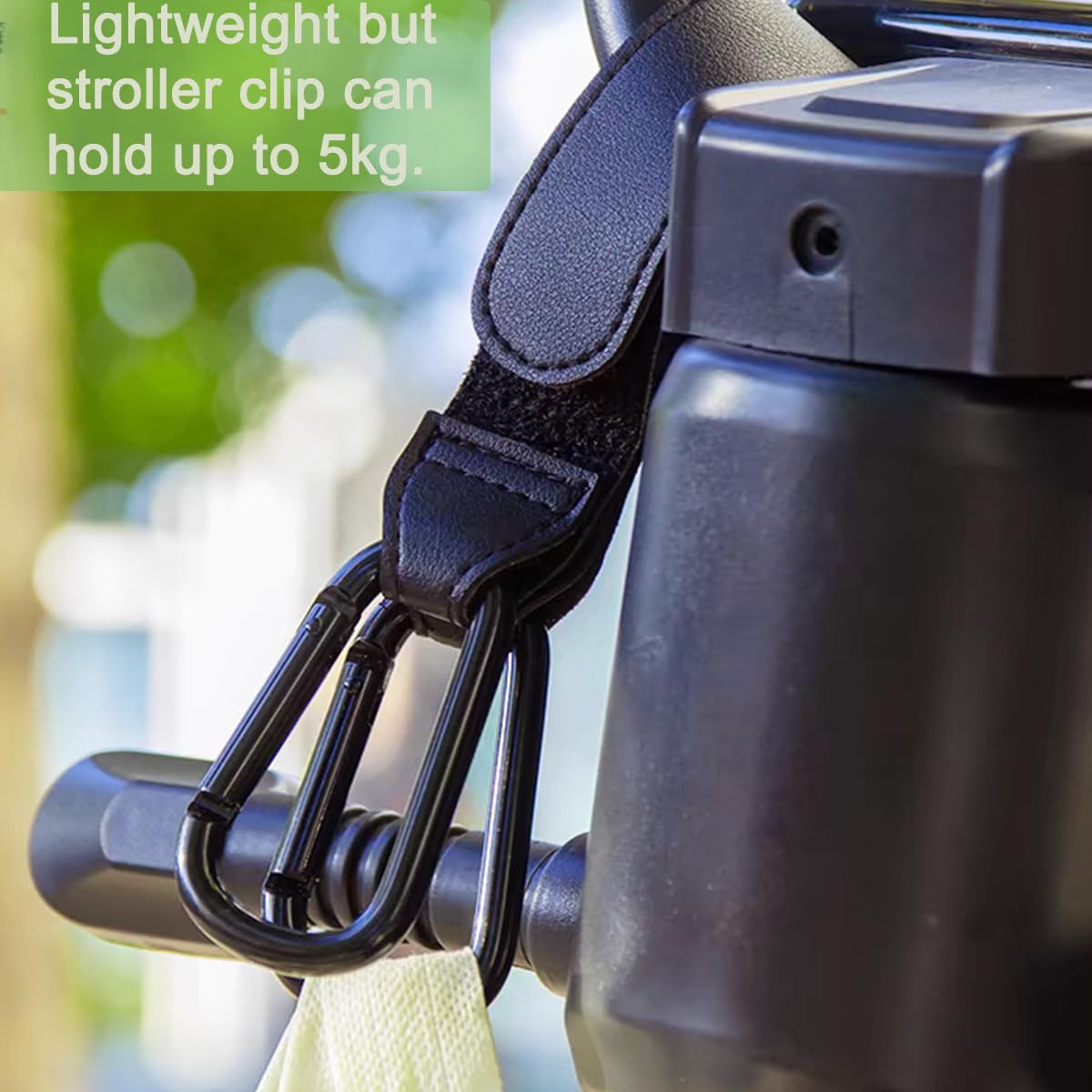 4 Pack Stroller Hooks, Adjustable Stroller Clips for Bags Hanging