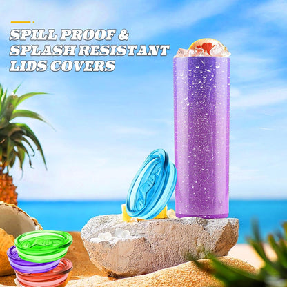 6 Pcs 20 oz Skinny Tumbler Replacement Lids, Multi-colored Spill Proof Splash Resistant Tumbler Cup Lids Cover