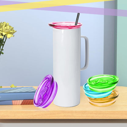 6 Pcs 20 oz Skinny Tumbler Replacement Lids, Multi-colored Spill Proof Splash Resistant Tumbler Cup Lids Cover