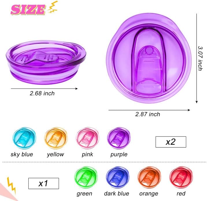 6 Pcs 20 oz Skinny Tumbler Replacement Lids, Multi-colored Spill Proof Splash Resistant Tumbler Cup Lids Cover
