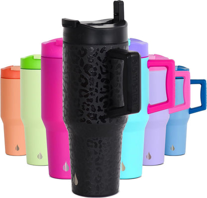 100% Leak Proof 32oz Tumbler with Handle & Straw Travel Mug | Stainless Steel Double Wall Insulated Tumbler for Hot and Cold Beverages with Sip & Straw Lid - Colors B