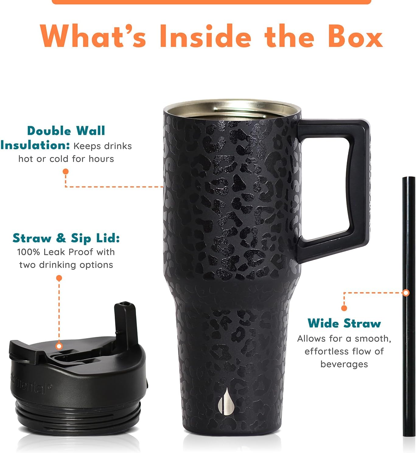 100% Leak Proof 32oz Tumbler with Handle & Straw Travel Mug | Stainless Steel Double Wall Insulated Tumbler for Hot and Cold Beverages with Sip & Straw Lid - Colors B