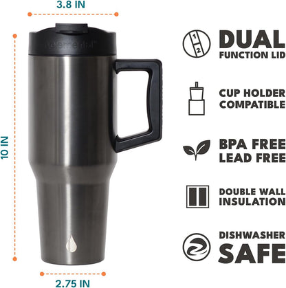 100% Leak Proof 32oz Tumbler with Handle & Straw Travel Mug | Stainless Steel Double Wall Insulated Tumbler for Hot and Cold Beverages with Sip & Straw Lid - Colors B