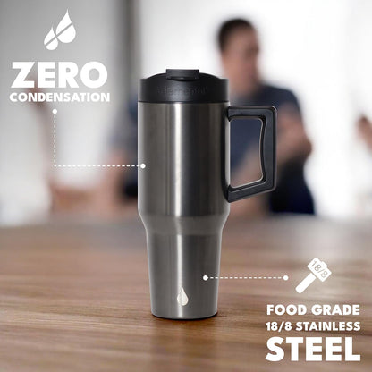 100% Leak Proof 32oz Tumbler with Handle & Straw Travel Mug | Stainless Steel Double Wall Insulated Tumbler for Hot and Cold Beverages with Sip & Straw Lid - Colors B