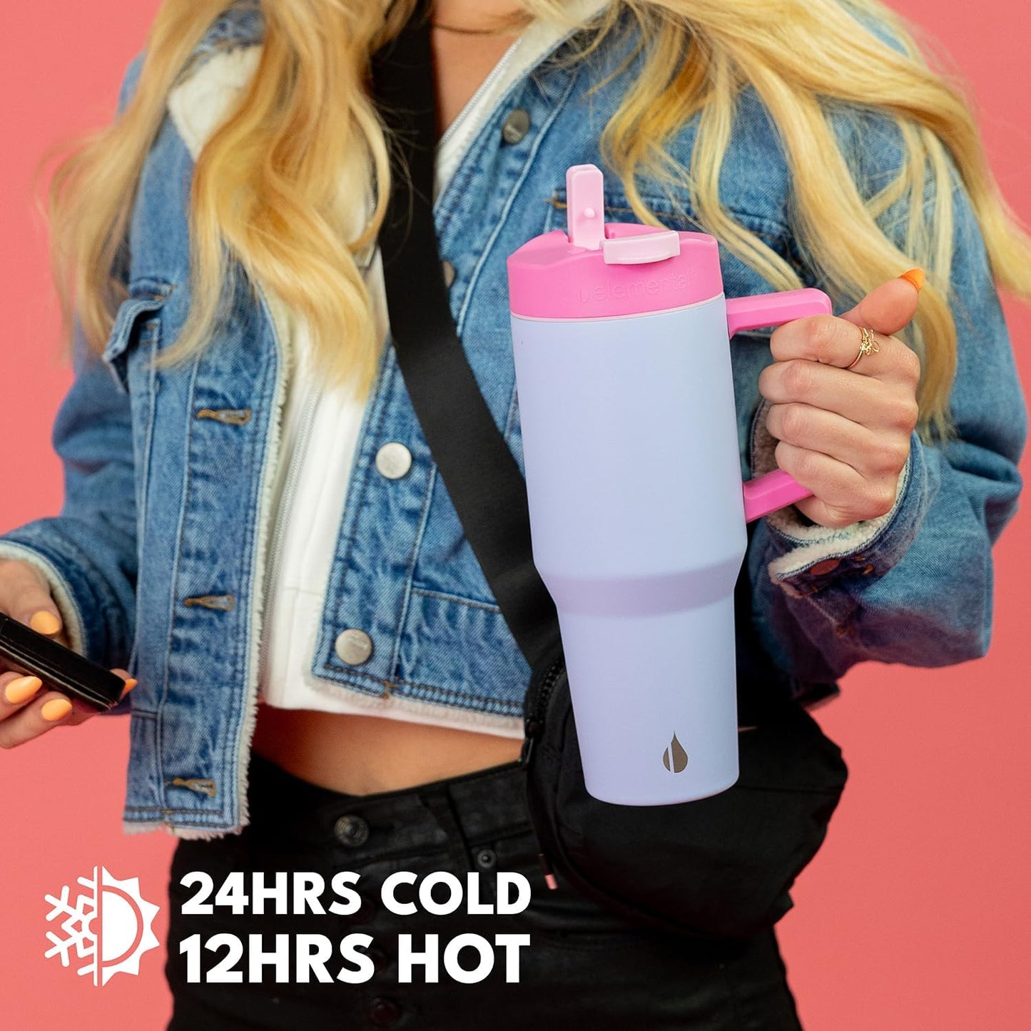 100% Leak Proof 32oz Tumbler with Handle & Straw Travel Mug | Stainless Steel Double Wall Insulated Tumbler for Hot and Cold Beverages with Sip & Straw Lid - Colors B