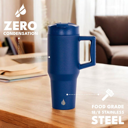 100% Leak Proof 32oz Tumbler with Handle & Straw Travel Mug | Stainless Steel Double Wall Insulated Tumbler for Hot and Cold Beverages with Sip & Straw Lid - Colors B