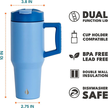 100% Leak Proof 32oz Tumbler with Handle & Straw Travel Mug | Stainless Steel Double Wall Insulated Tumbler for Hot and Cold Beverages with Sip & Straw Lid - Colors B