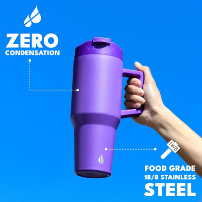 100% Leak Proof 32oz Tumbler with Handle & Straw Travel Mug | Stainless Steel Double Wall Insulated Tumbler for Hot and Cold Beverages with Sip & Straw Lid - Colors B