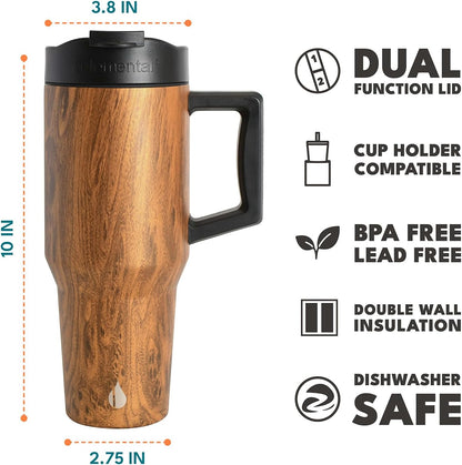 100% Leak Proof 32oz Tumbler with Handle & Straw Travel Mug | Stainless Steel Double Wall Insulated Tumbler for Hot and Cold Beverages with Sip & Straw Lid - Colors B