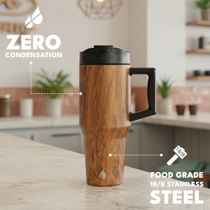 100% Leak Proof 32oz Tumbler with Handle & Straw Travel Mug | Stainless Steel Double Wall Insulated Tumbler for Hot and Cold Beverages with Sip & Straw Lid - Colors B