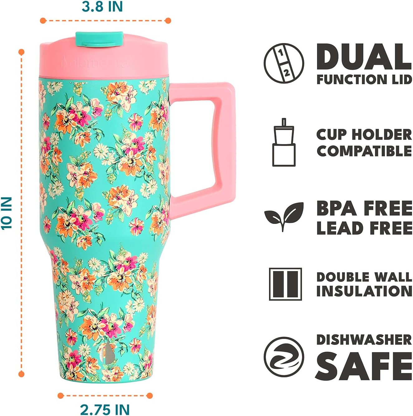 100% Leak Proof 32oz Tumbler with Handle & Straw Travel Mug | Stainless Steel Double Wall Insulated Tumbler for Hot and Cold Beverages with Sip & Straw Lid - Colors B