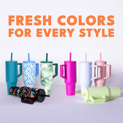 100% Leak Proof 32oz Tumbler with Handle & Straw Travel Mug | Stainless Steel Double Wall Insulated Tumbler for Hot and Cold Beverages with Sip & Straw Lid - Colors B