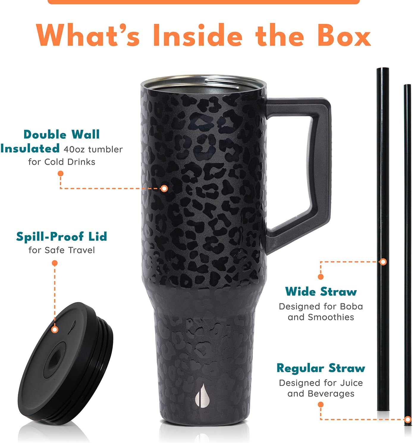 100% Leak Proof 32oz Tumbler with Handle & Straw Travel Mug | Stainless Steel Double Wall Insulated Tumbler for Hot and Cold Beverages with Sip & Straw Lid - Colors B