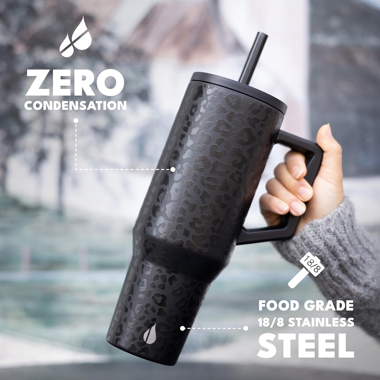 100% Leak Proof 32oz Tumbler with Handle & Straw Travel Mug | Stainless Steel Double Wall Insulated Tumbler for Hot and Cold Beverages with Sip & Straw Lid - Colors B