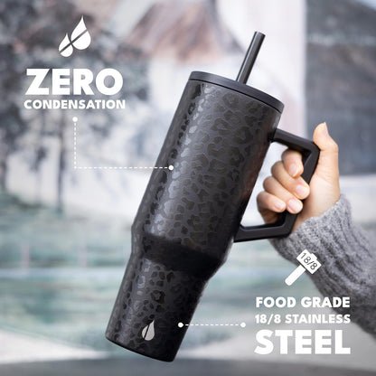 100% Leak Proof 32oz Tumbler with Handle & Straw Travel Mug | Stainless Steel Double Wall Insulated Tumbler for Hot and Cold Beverages with Sip & Straw Lid - Colors B