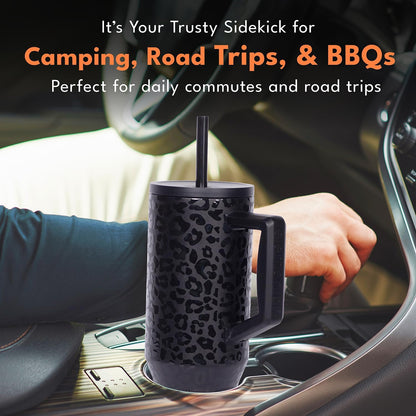 100% Leak Proof 32oz Tumbler with Handle & Straw Travel Mug | Stainless Steel Double Wall Insulated Tumbler for Hot and Cold Beverages with Sip & Straw Lid - Colors B