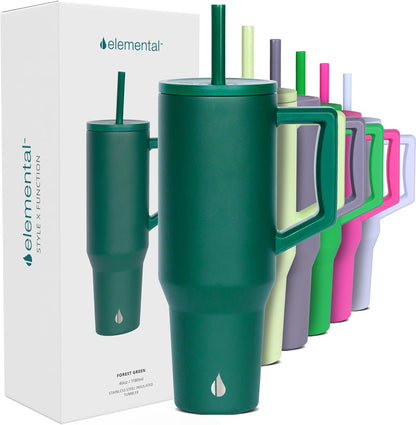 100% Leak Proof 32oz Tumbler with Handle & Straw Travel Mug | Stainless Steel Double Wall Insulated Tumbler for Hot and Cold Beverages with Sip & Straw Lid - Colors B