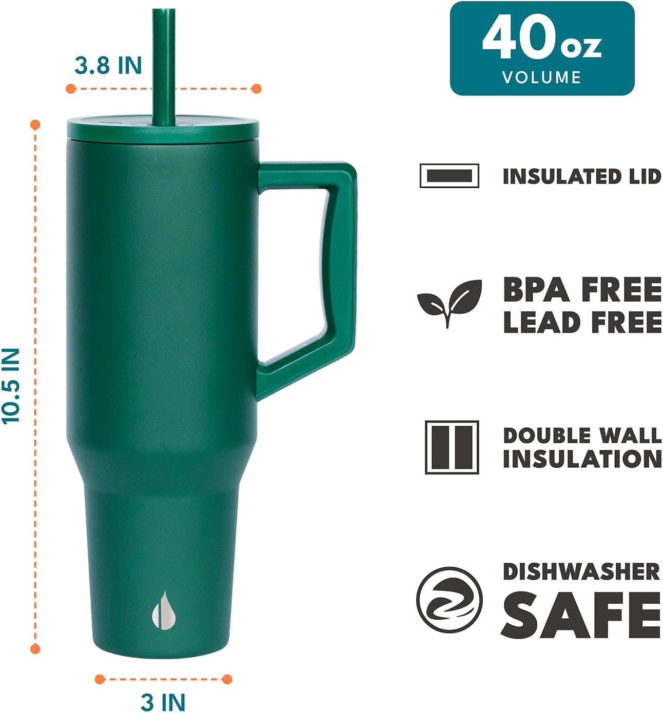 100% Leak Proof 32oz Tumbler with Handle & Straw Travel Mug | Stainless Steel Double Wall Insulated Tumbler for Hot and Cold Beverages with Sip & Straw Lid - Colors B