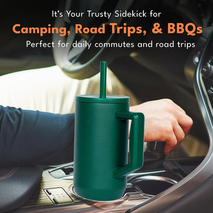 100% Leak Proof 32oz Tumbler with Handle & Straw Travel Mug | Stainless Steel Double Wall Insulated Tumbler for Hot and Cold Beverages with Sip & Straw Lid - Colors B