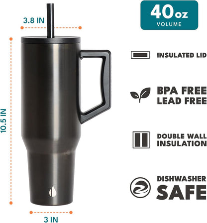 100% Leak Proof 32oz Tumbler with Handle & Straw Travel Mug | Stainless Steel Double Wall Insulated Tumbler for Hot and Cold Beverages with Sip & Straw Lid - Colors B