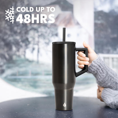100% Leak Proof 32oz Tumbler with Handle & Straw Travel Mug | Stainless Steel Double Wall Insulated Tumbler for Hot and Cold Beverages with Sip & Straw Lid - Colors B