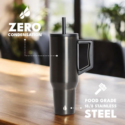 100% Leak Proof 32oz Tumbler with Handle & Straw Travel Mug | Stainless Steel Double Wall Insulated Tumbler for Hot and Cold Beverages with Sip & Straw Lid - Colors B