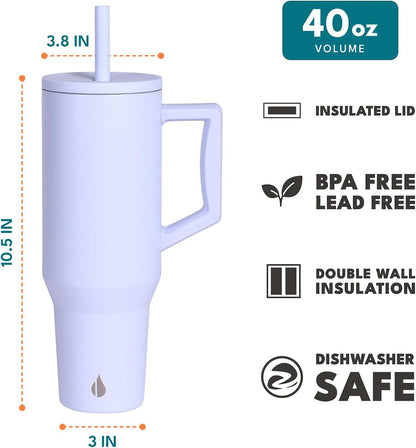 100% Leak Proof 32oz Tumbler with Handle & Straw Travel Mug | Stainless Steel Double Wall Insulated Tumbler for Hot and Cold Beverages with Sip & Straw Lid - Colors B