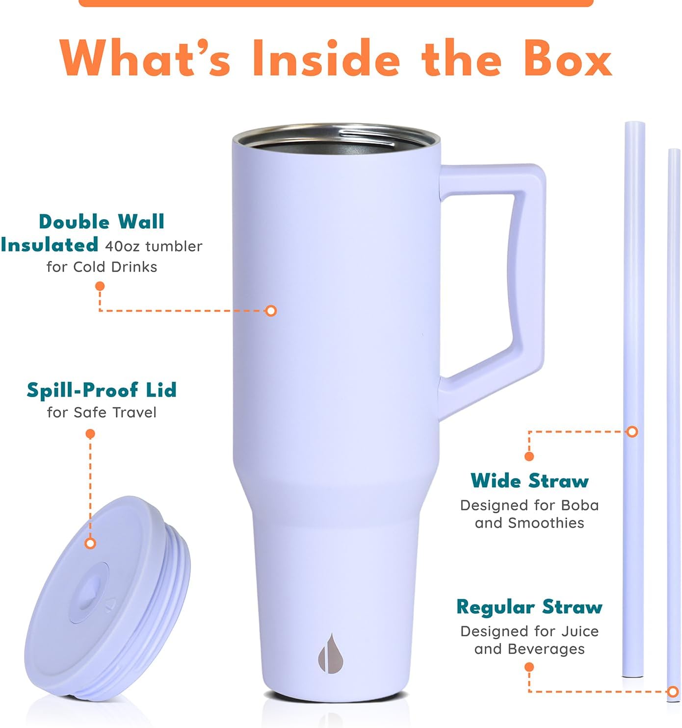 100% Leak Proof 32oz Tumbler with Handle & Straw Travel Mug | Stainless Steel Double Wall Insulated Tumbler for Hot and Cold Beverages with Sip & Straw Lid - Colors B