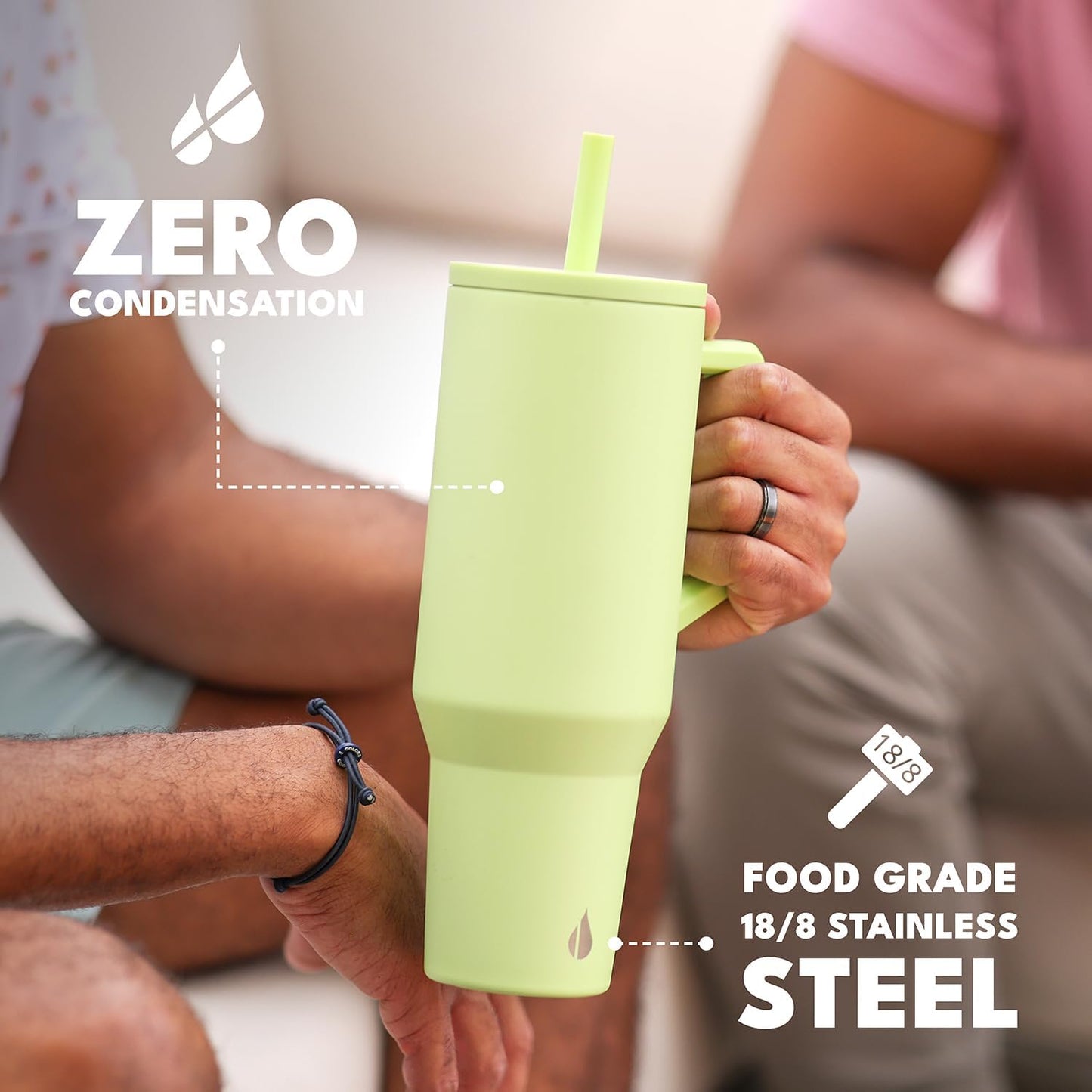 100% Leak Proof 32oz Tumbler with Handle & Straw Travel Mug | Stainless Steel Double Wall Insulated Tumbler for Hot and Cold Beverages with Sip & Straw Lid - Colors B