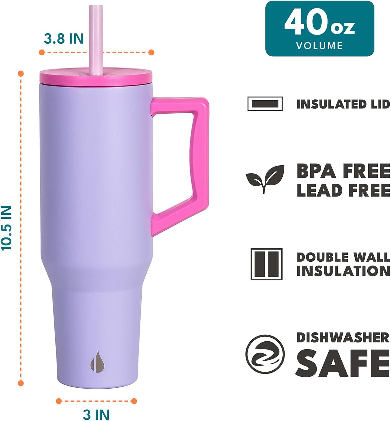 100% Leak Proof 32oz Tumbler with Handle & Straw Travel Mug | Stainless Steel Double Wall Insulated Tumbler for Hot and Cold Beverages with Sip & Straw Lid - Colors B