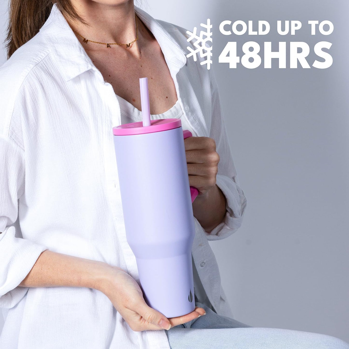 100% Leak Proof 32oz Tumbler with Handle & Straw Travel Mug | Stainless Steel Double Wall Insulated Tumbler for Hot and Cold Beverages with Sip & Straw Lid - Colors B