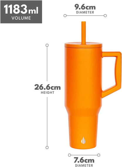 100% Leak Proof 32oz Tumbler with Handle & Straw Travel Mug | Stainless Steel Double Wall Insulated Tumbler for Hot and Cold Beverages with Sip & Straw Lid - Colors B