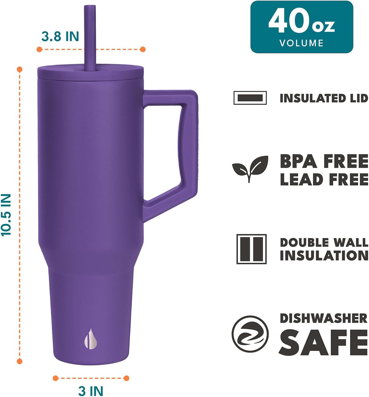 100% Leak Proof 32oz Tumbler with Handle & Straw Travel Mug | Stainless Steel Double Wall Insulated Tumbler for Hot and Cold Beverages with Sip & Straw Lid - Colors B