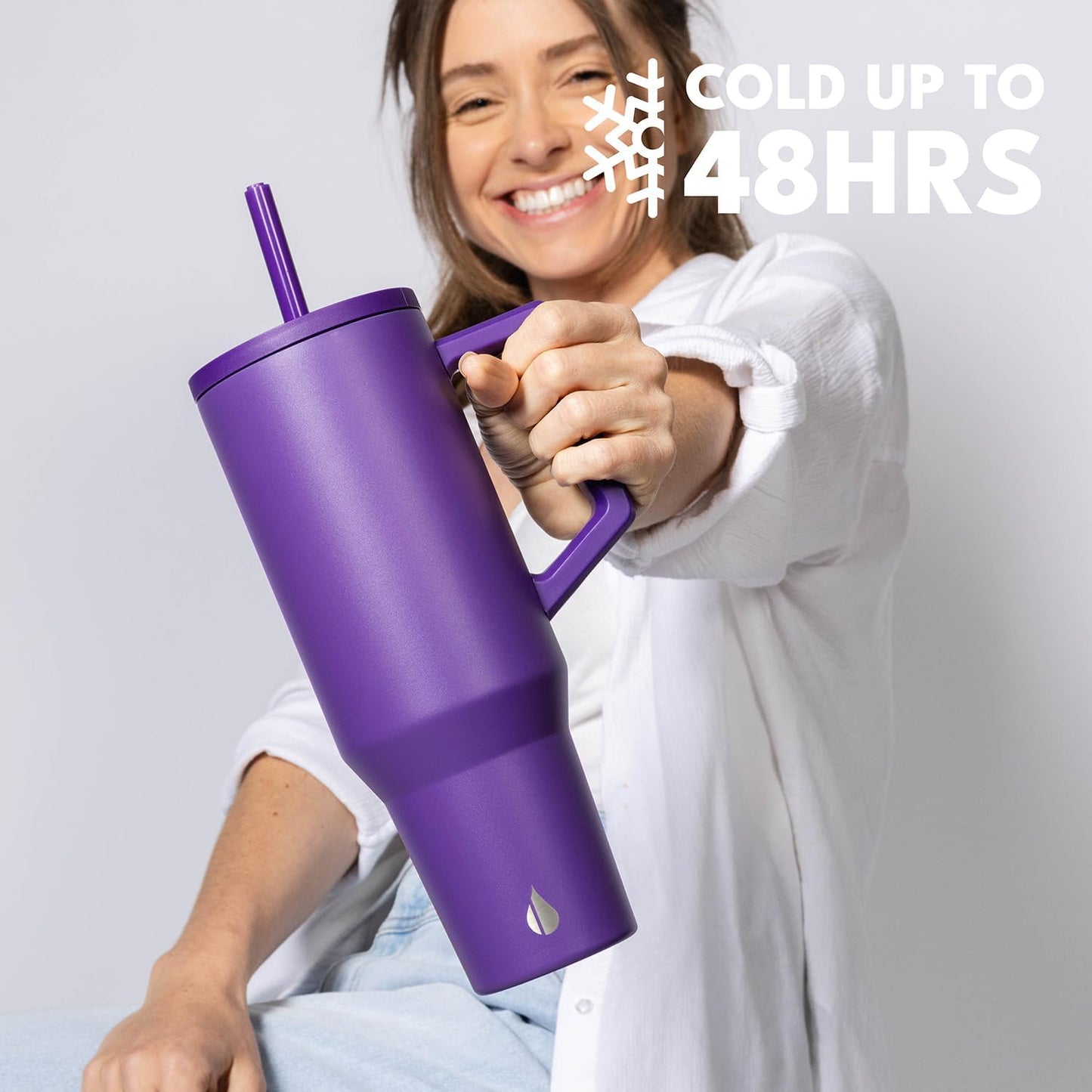 100% Leak Proof 32oz Tumbler with Handle & Straw Travel Mug | Stainless Steel Double Wall Insulated Tumbler for Hot and Cold Beverages with Sip & Straw Lid - Colors B