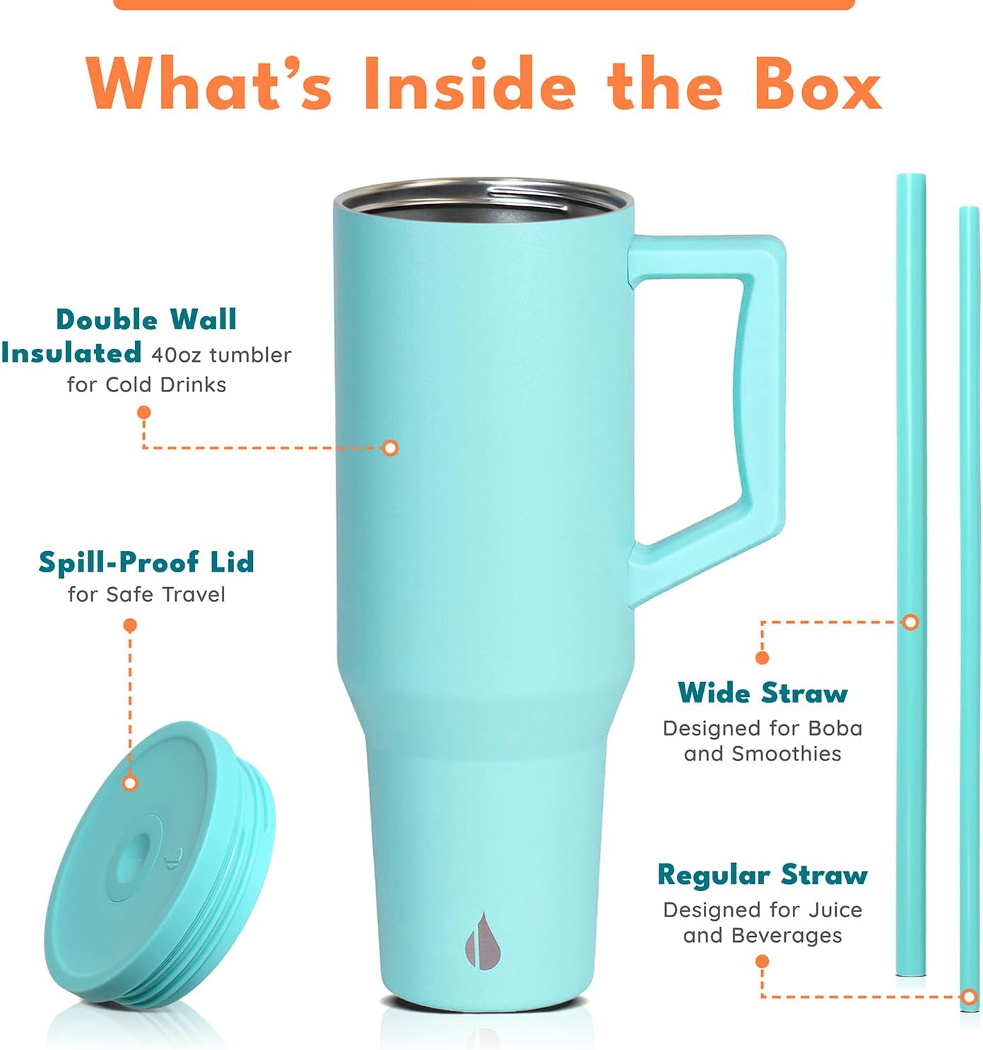 100% Leak Proof 32oz Tumbler with Handle & Straw Travel Mug | Stainless Steel Double Wall Insulated Tumbler for Hot and Cold Beverages with Sip & Straw Lid - Colors B