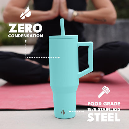 100% Leak Proof 32oz Tumbler with Handle & Straw Travel Mug | Stainless Steel Double Wall Insulated Tumbler for Hot and Cold Beverages with Sip & Straw Lid - Colors B